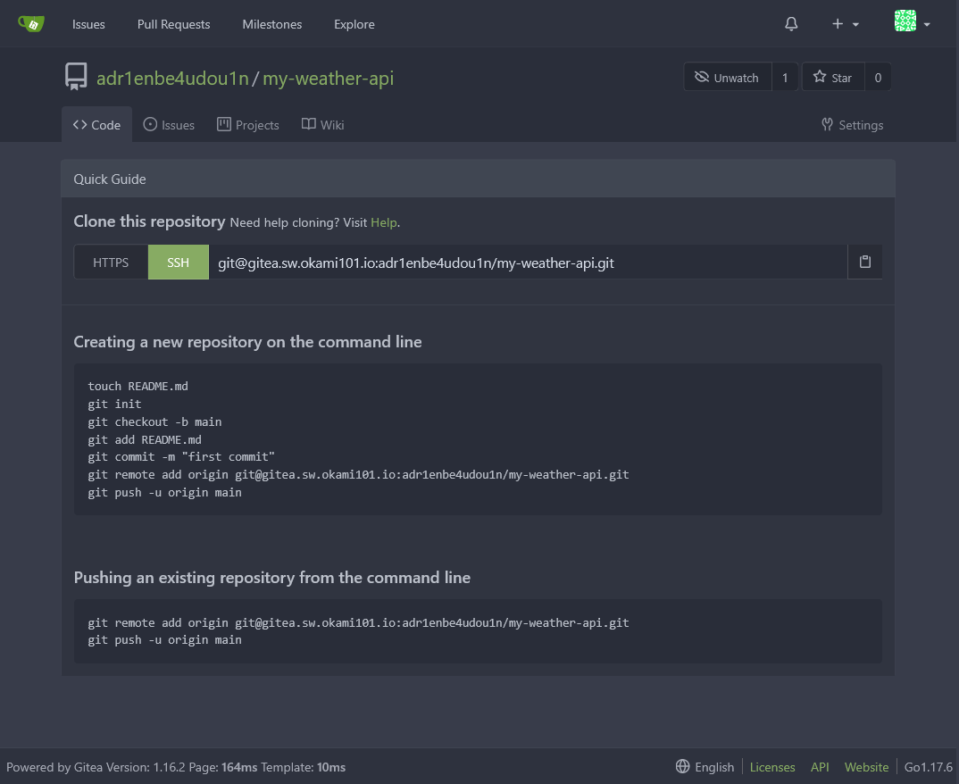 Gitea new repository